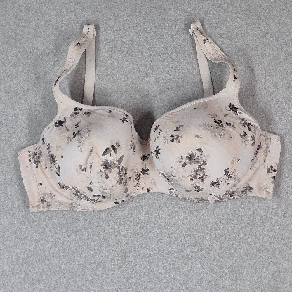 Cacique Women Bra 44DD Beige Floral Lightly Lined Balconette READ